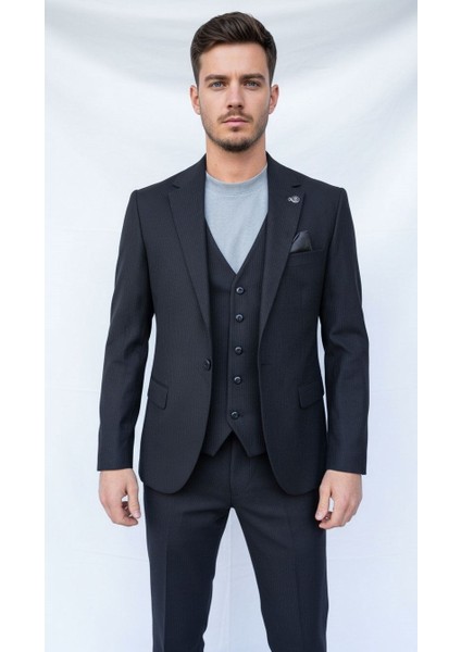 Siyah Fitilli Kadife Erkek Takım Elbise – 3 Parça Yelekli, Şık ve Modern Slim Fit Kesim modelleri