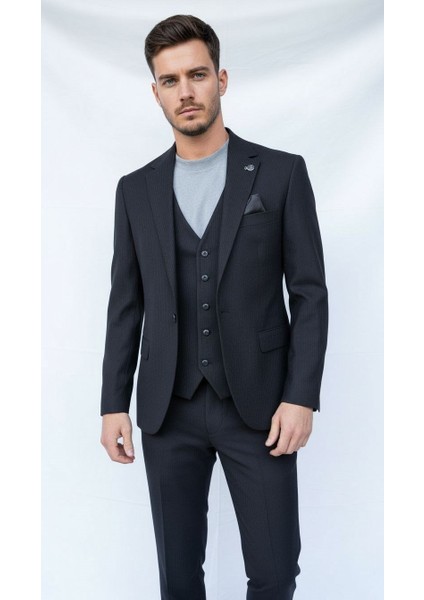 Siyah Fitilli Kadife Erkek Takım Elbise – 3 Parça Yelekli, Şık ve Modern Slim Fit Kesim fırsatları