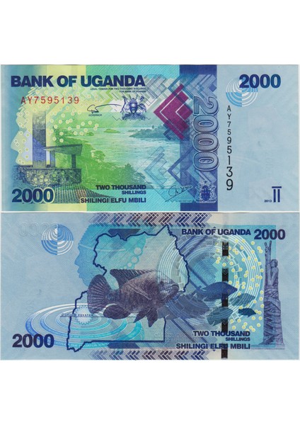 Uganda 2000 Şilin 2013 Çiklit Balığı Temalı Çil.