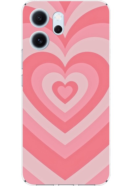 Oppo Reno 14F Uyumlu Pembe Kalpler Baskılı Silikon Kılıf