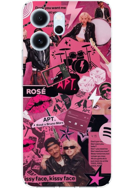 Oppo Reno 14F Uyumlu Blackpink Kolaj Baskılı Silikon Kılıf