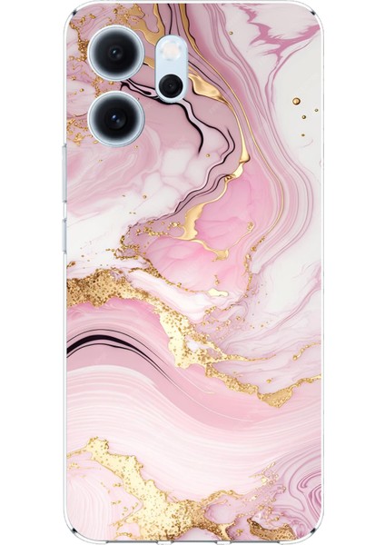 Oppo Reno 14F Uyumlu Pembe Mermer Baskılı Silikon Kılıf