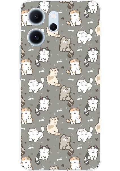 Oppo Reno 14F Uyumlu Minik Sevimli Kediler Baskılı Silikon Kılıf