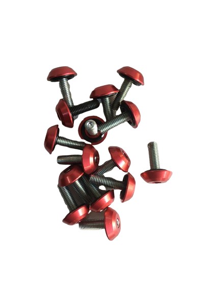 Motosiklet Kırmızı Kaporta Vidası Siperlik Vidası 5 mm 5 Ad