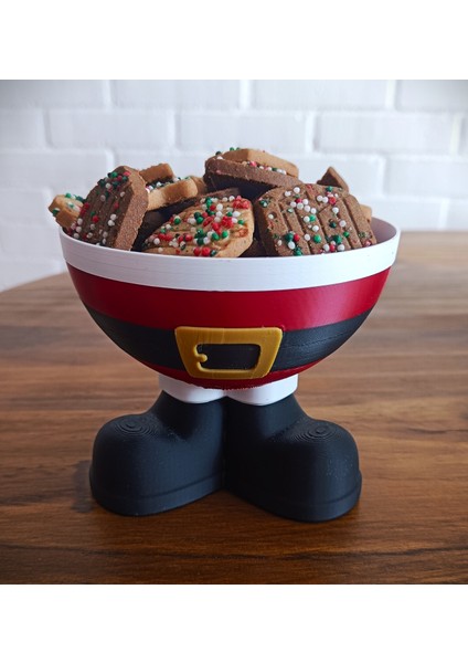 Elf & Santa Cookie Bowl – Yılbaşı Temalı Ayaklı Kurabiye Kasesi (Çoklu Renk Seçeneği) fiyatları