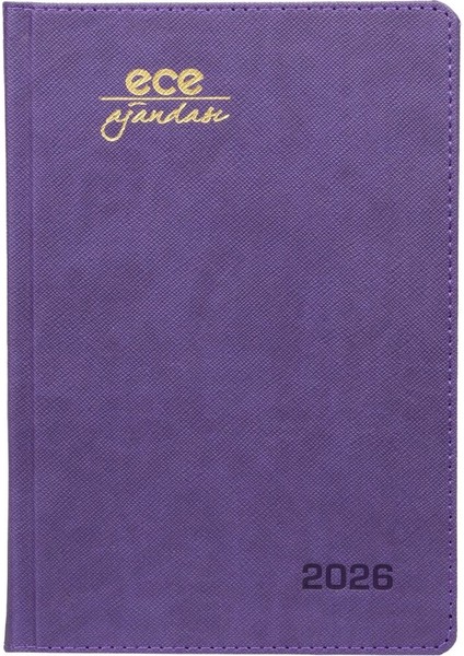 Ajandası Datça 2026 Mor - Günlük Kareli Sert Kapak 14X20