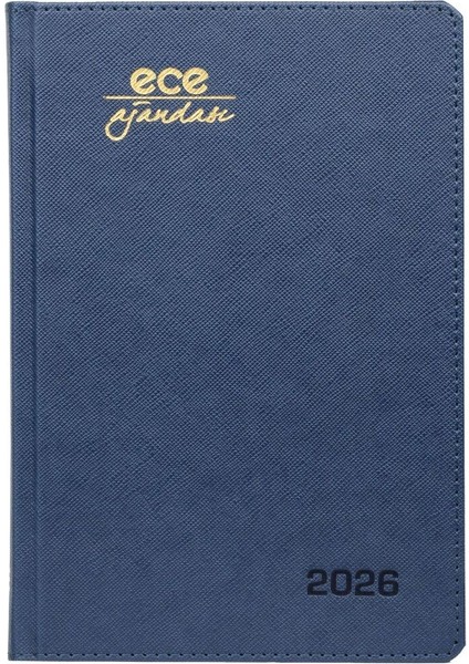 Ajandası Datça 2026 Lacivert - Günlük Kareli Sert Kapak 14X20