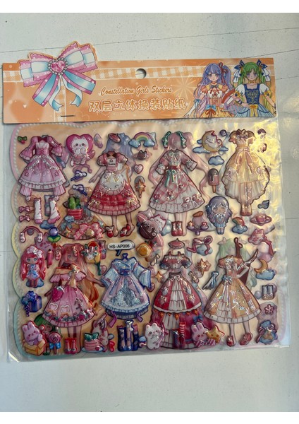 Sticker Prenses Elbise Giydirme Etkinlik Oyunu 2 Kartela Birden Model3