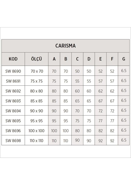 Carisma Kare Duş Teknesi, Panelli modelleri