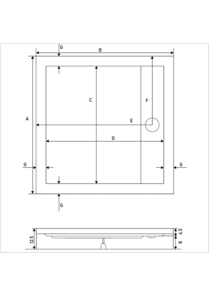 Drop Kare Dus Teknesi H=12,5 Cm, Monoblok fırsatları