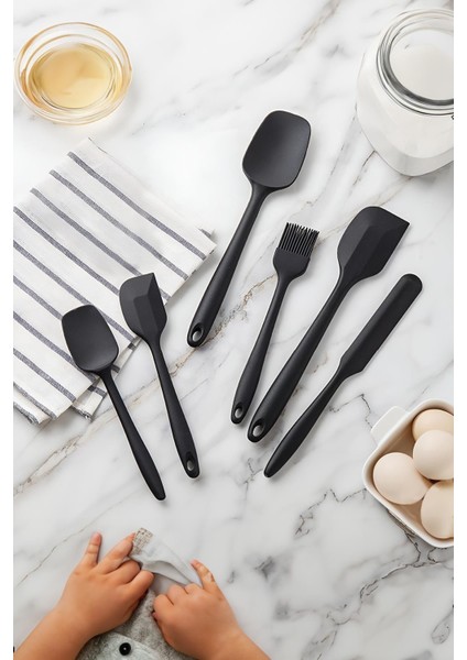 6lı Parça Yanmaz Yapışmaz Mutfak Pasta Slikon Yumurta Fırçası Kaşık Bıçak Spatula Seti indirimleri
