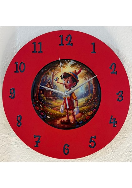 Kişiye Özel Isimli Pinokyo Masalı Çocuk Odası Duvar Saati | Epoksi Resimli & Rakamlı | 35 cm fiyatları