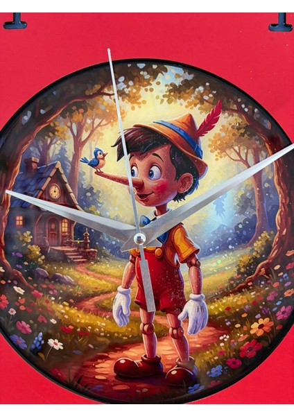 Kişiye Özel Isimli Pinokyo Masalı Çocuk Odası Duvar Saati | Epoksi Resimli & Rakamlı | 35 cm