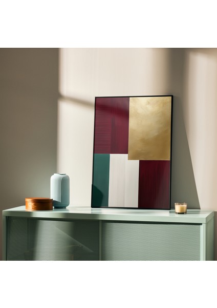 Metal Çerçeveli Gerçek Camlı Tablo,soyut Renkli Bloklar Dijital Baskılı Tablo,ev,ofis Dekorasyon