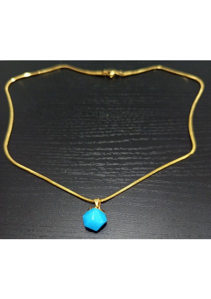 Doğal Taş Mavi Kalsedon Kolye