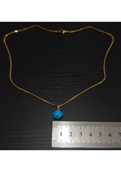 Doğal Taş Mavi Kalsedon Kolye modelleri