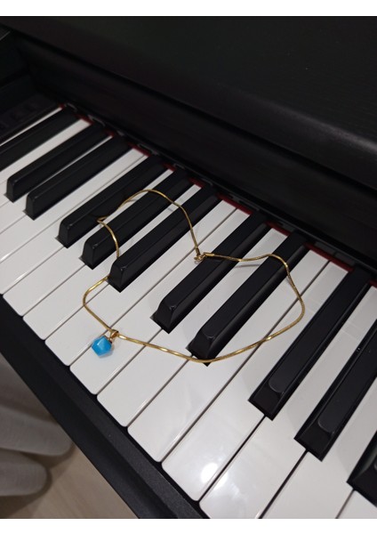 Doğal Taş Mavi Kalsedon Kolye indirimleri