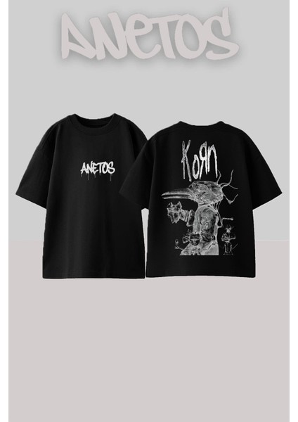 Centrall Cee 3 Tasarım Sırt Baskılı Pamuk Siyah Oversize T-Shirt