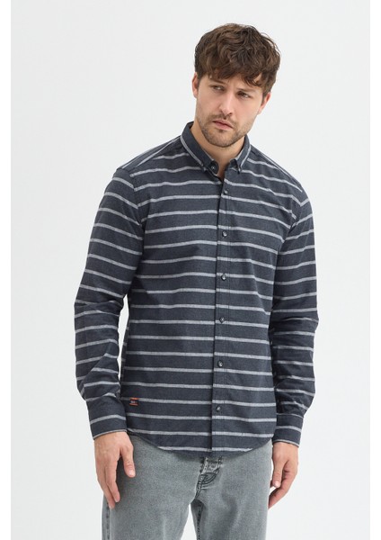 Kaşmir Karışımlı Dikey Çizgili Regular Fit Uzun Kollu Erkek Gömlek modelleri