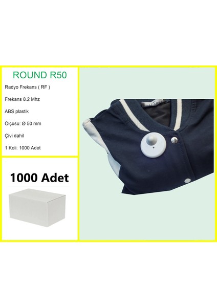 Round R50 Plastik Alarm Etiketi Rf Radyo Frekans 1000 Adet fiyatları