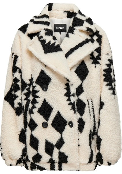 Kadın Onlpop Kruvaze Yaka Desenli Teddy Mont 15329909 Ekru