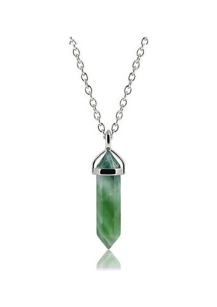 925 Ayar Gümüş Forse Zincir Yeşim Taşlı Kolye