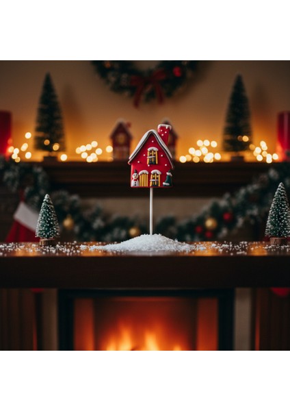 5 Adet Yılbaşı Kış Evi Pasta Süsü Seti - Noel Temalı Zencefilli Ev Cupcake Topper Figürü fiyatları