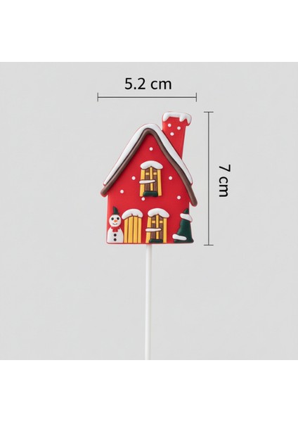 5 Adet Yılbaşı Kış Evi Pasta Süsü Seti - Noel Temalı Zencefilli Ev Cupcake Topper Figürü