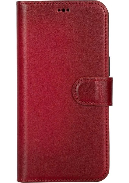 Apple iPhone 15 Pro Max Uyumlu Deri Cüzdanlı Kılıf Mwwn V4EF Kırmızı fırsatları