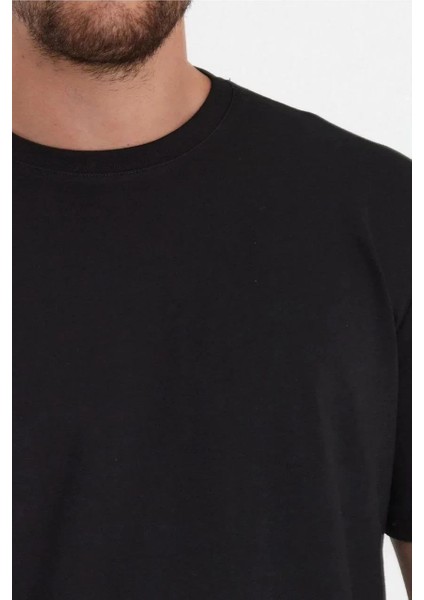 Unisex Düz Biskilet Yaka Oversize T-Shirt - Siyah modelleri