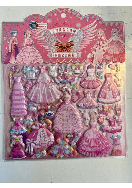 Sticker Prenses Elbise Giydirme Etkinlik Oyunu 2 Kartela Birden MODEL12