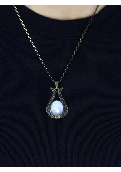 Doğal Taş Aytaşı Doğal Taşlı Lale Modelli Antik Kadın Kolye EUK44AY fiyatları