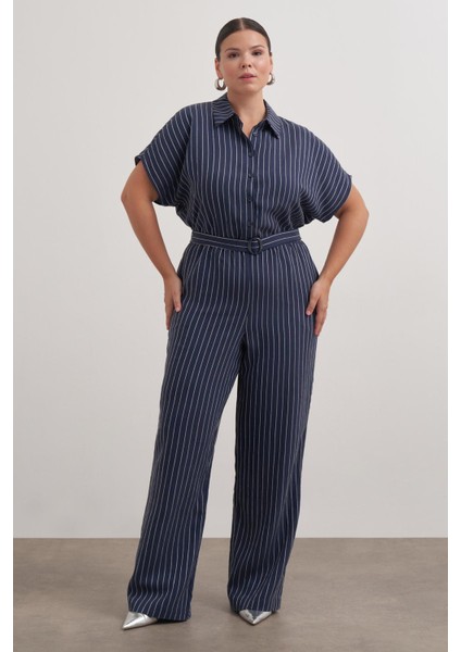 Cep Detaylı Kemerli Tulum