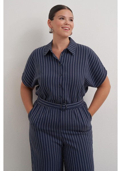 Cep Detaylı Kemerli Tulum