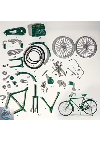 Vintage Yeşil Bisiklet Model Yapı Kiti, Gerçekçi Mini Replika, Yetişkinler Için modelleri