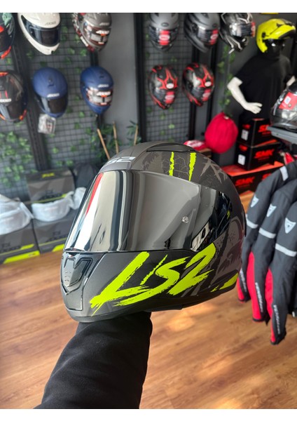 Rapıd Raven Mat Siyah-Gri-Neon Sarı Kask (Gümüş Vizör Hediyeli)