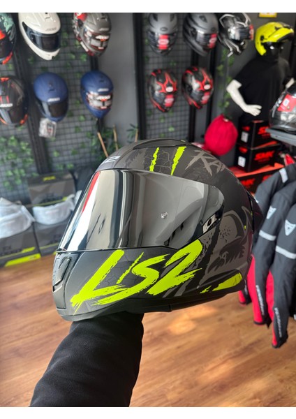 Rapıd Raven Mat Siyah-Gri-Neon Sarı Kask (Gümüş Vizör Hediyeli) modelleri