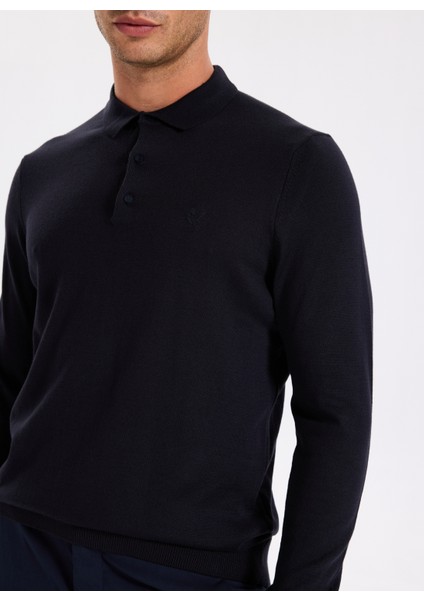 Polo Yaka Basic Düz Lacivert Erkek Kazak F5WM-KZK 2553 fırsatları