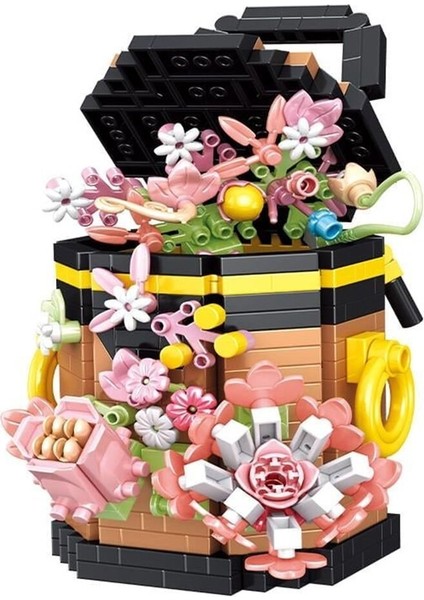 P1077 Panlos Çanta Buket Çiçek 633 Parça Block Oyuncak