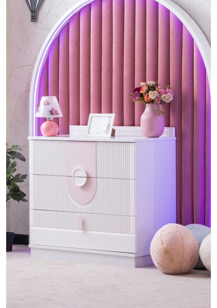 Şifonyer, Vira 3 Çekmeceli Şifonyer - Pembe