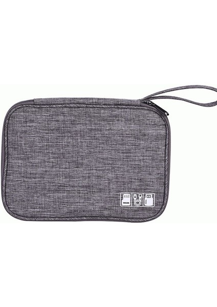 Gena Taşınabilir Seyahat Dijital Aksesuar Saklama Çantası Veri Kablosu U-Disk Fermuarlı Taşıma Çantası - Gri (Yurt Dışından)