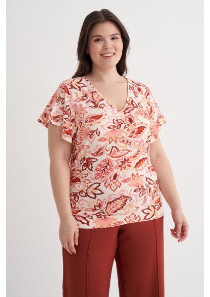 Kolları Volanlı Örme Tişört indirimleri