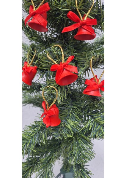 Yılbaşı Ağacı Süsü Kırmızı Çan Süs 3 cm Kırmızı Renk Çam Ağacı Süsü Ipli Çan 6 Adet fiyatları