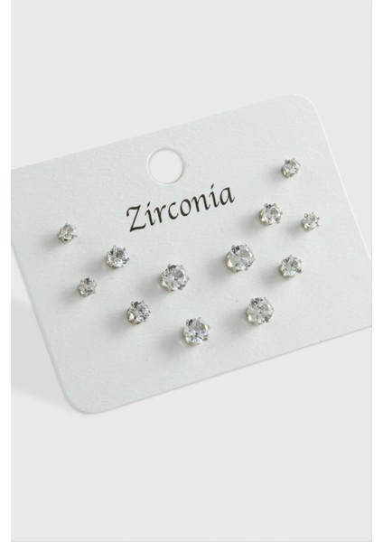 12 Adet Zirkon Tek Taşlı Küpe