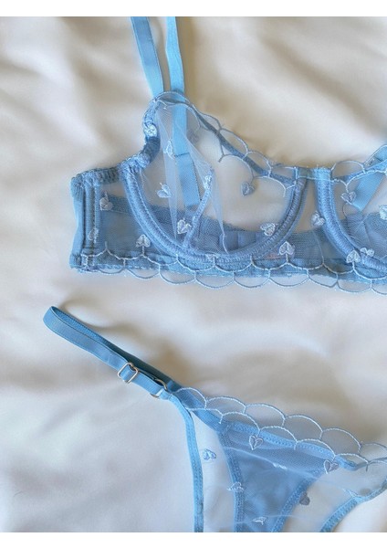 Kalp Desenli Tül Bralet Sütyen Takımı fiyatları