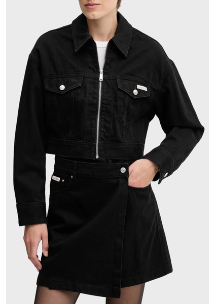 Pamuklu Fitted Fit Fermuarlı Kısa Kot Ceket LV047D779GTWM Bayan Kot Ceket LV047D779G Twm