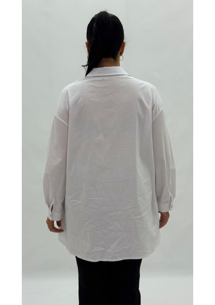 Büyük Beden Pamuklu Düğmeli Uzun Kol Oversize Kadın Gömlek fırsatları