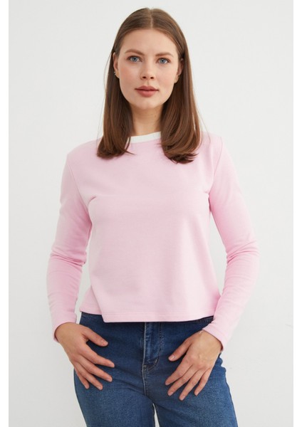 3 Iplik Şardonsuz Yakası Ribanalı Sweatshirt