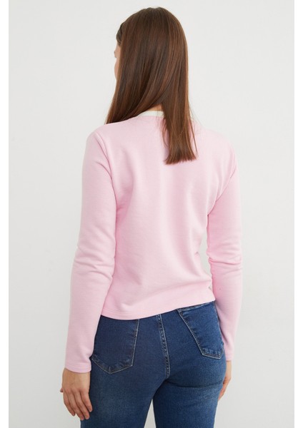 3 Iplik Şardonsuz Yakası Ribanalı Sweatshirt