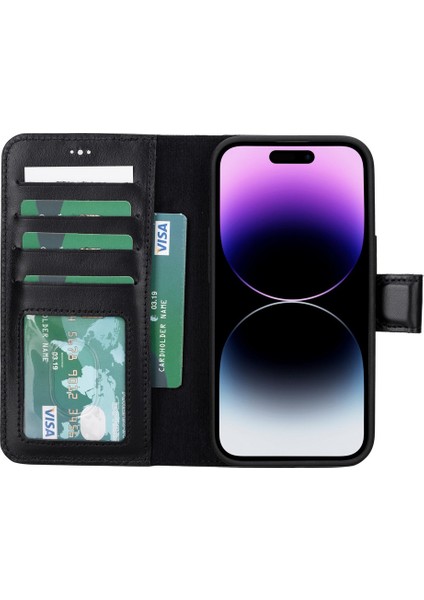 Apple iPhone 15 Uyumlu Deri Cüzdanlı Kılıf Mwwn Rst1 Siyah fiyatları